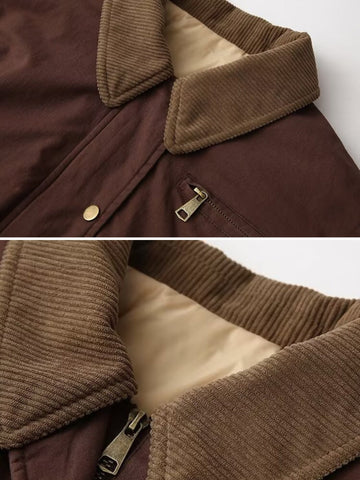Heidi-Mode | Casual Bomberjacke Cord Kragen Reißverschluss Oberbekleidung - Image 3
