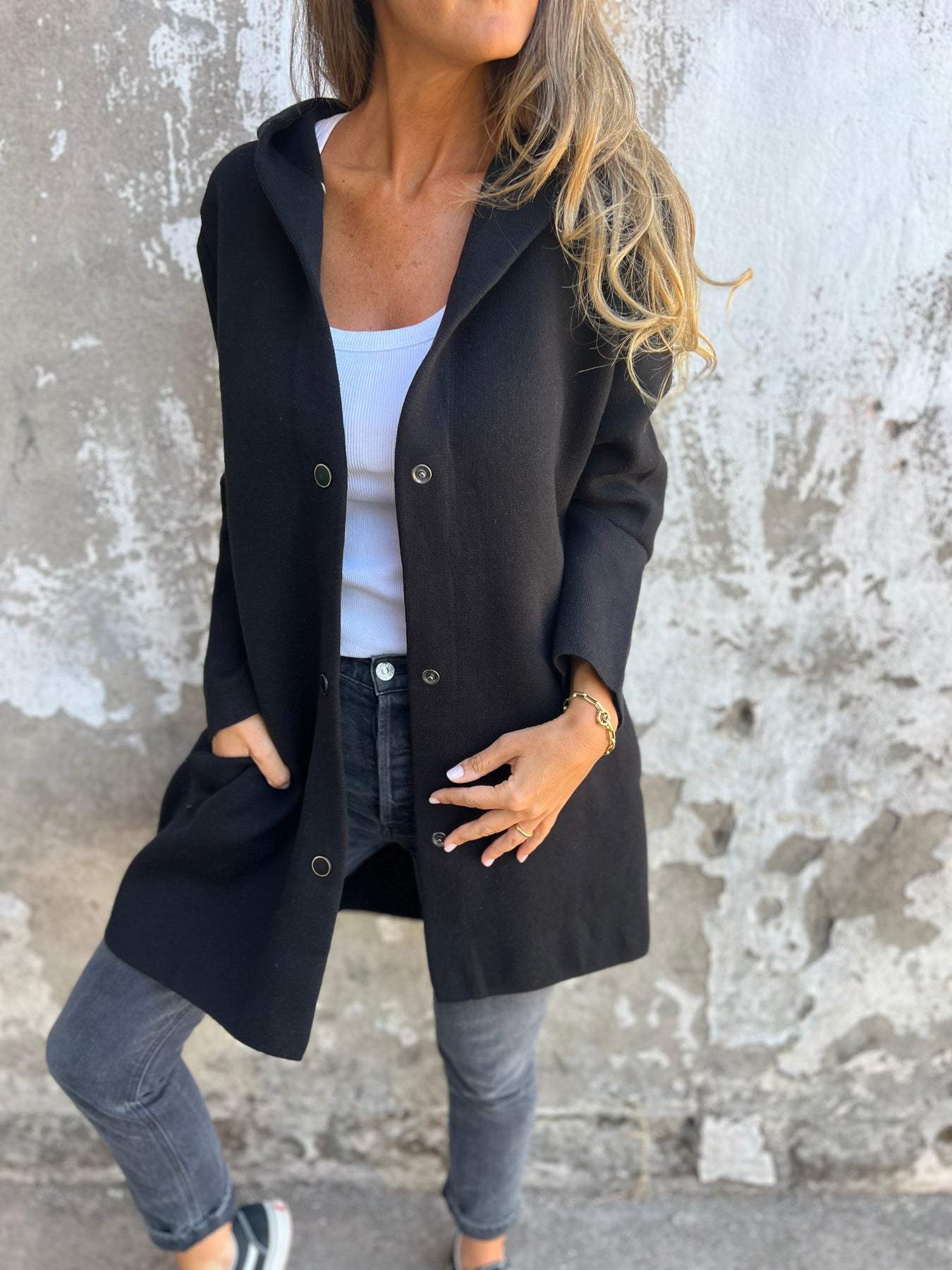 Heidi-Mode | Lässige Einreiher Blazer mit Kapuze - Image 6