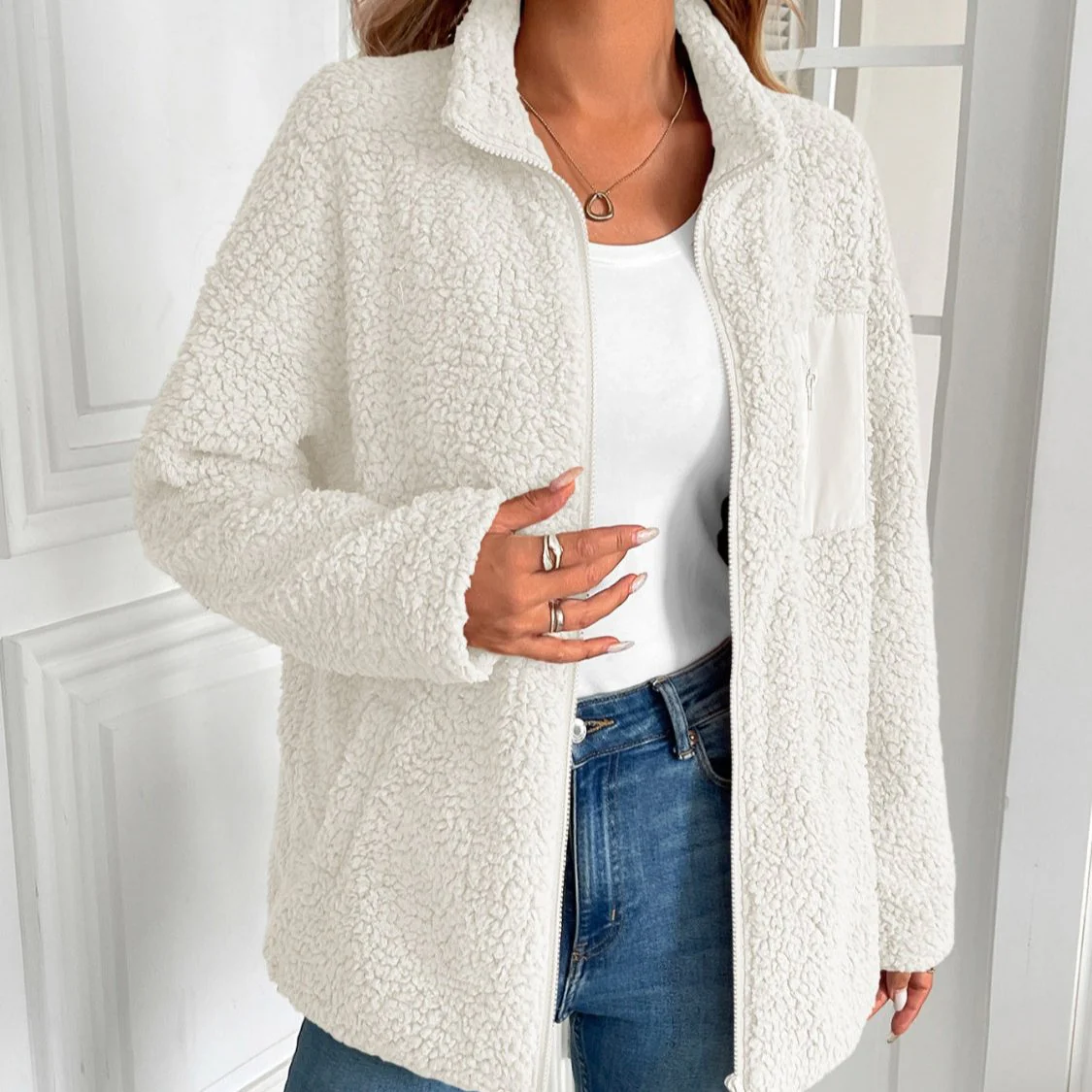 Heidi-Mode | Lässige Winter Zip-Up Fuzzy Jacke für Damen - Image 3