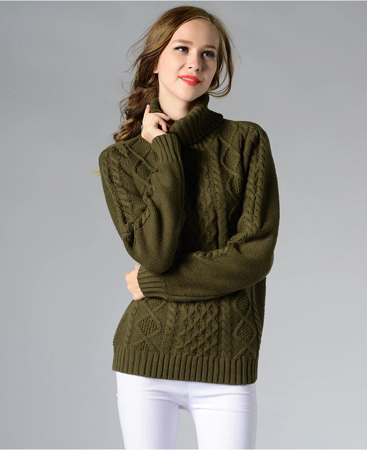 Heidi-Mode | Damen Rollkragenpullover mit Langen Ärmeln und Kabelstrick - Image 14