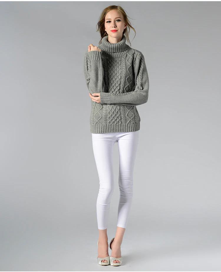Heidi-Mode | Damen Rollkragenpullover mit Langen Ärmeln und Kabelstrick - Image 15