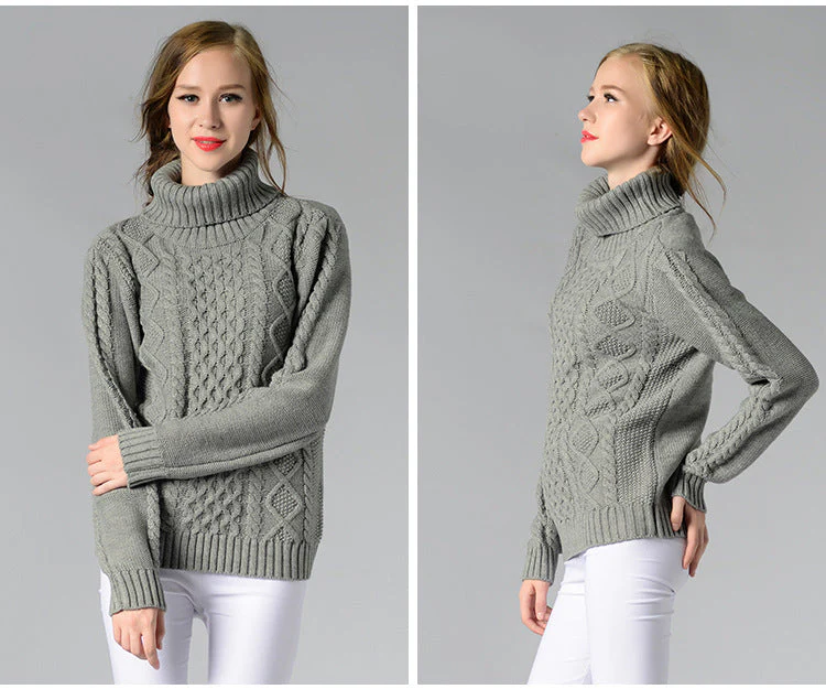 Heidi-Mode | Damen Rollkragenpullover mit Langen Ärmeln und Kabelstrick - Image 16