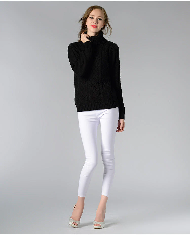 Heidi-Mode | Damen Rollkragenpullover mit Langen Ärmeln und Kabelstrick - Image 3