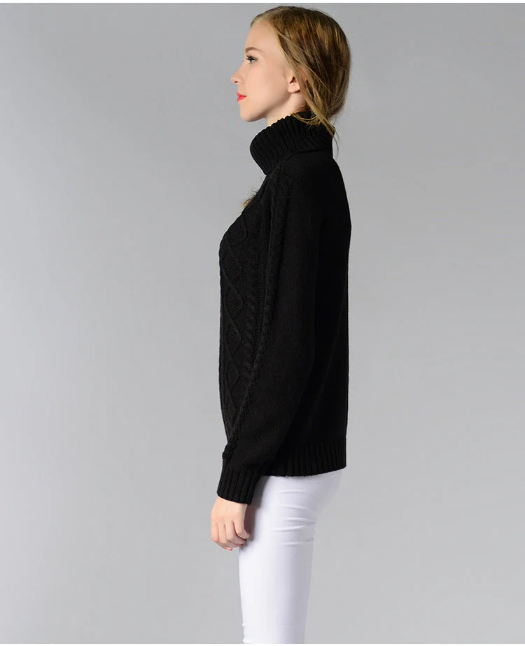 Heidi-Mode | Damen Rollkragenpullover mit Langen Ärmeln und Kabelstrick - Image 4