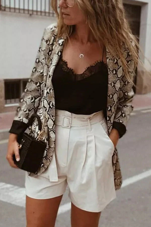 Heidi-Mode | Charmer Schlangenmuster Revers Lose Blazer - Image 5