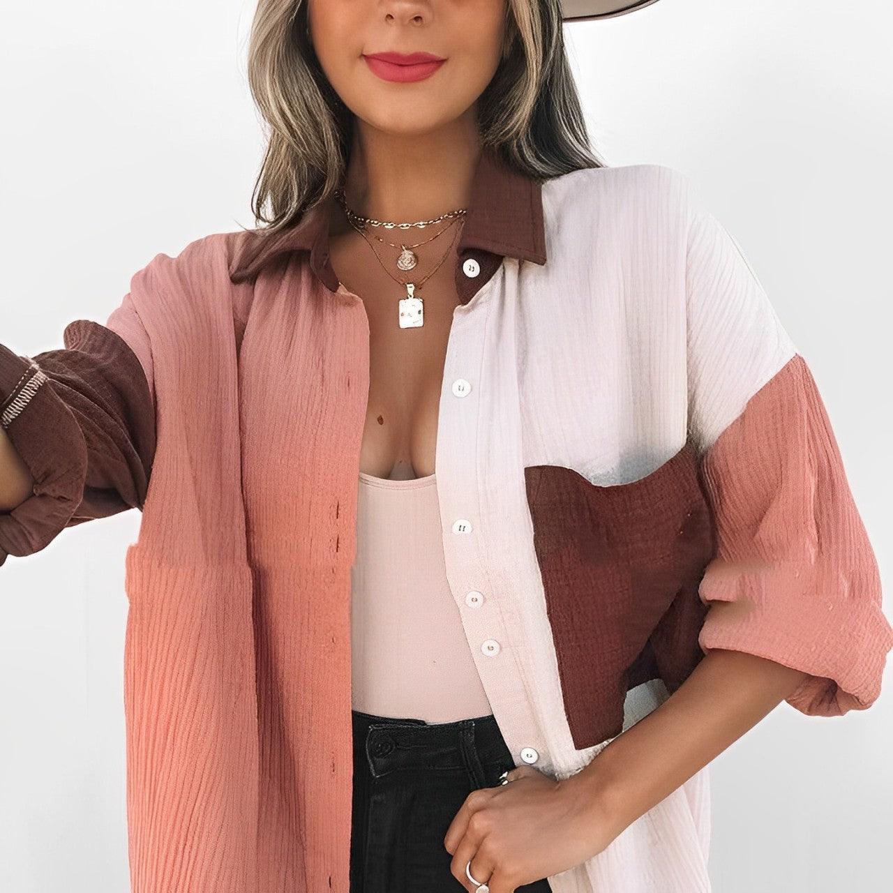 Heidi-Mode | Colorblock Hemd mit Knopfverschluss für Damen - Image 8