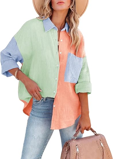 Heidi-Mode | Colorblock Hemd mit Knopfverschluss für Damen - Image 9
