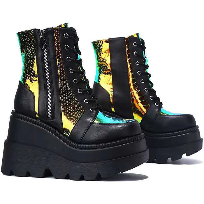 Heidi-Mode | Colorblock Schnürstiefel mit Hohem Absatz - Image 2