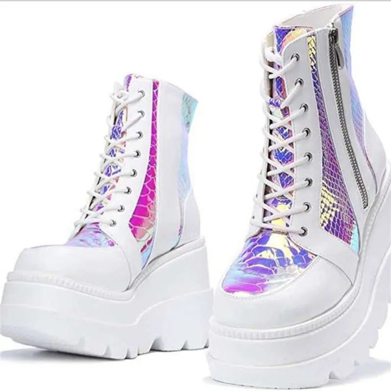 Heidi-Mode | Colorblock Schnürstiefel mit Hohem Absatz - Image 6