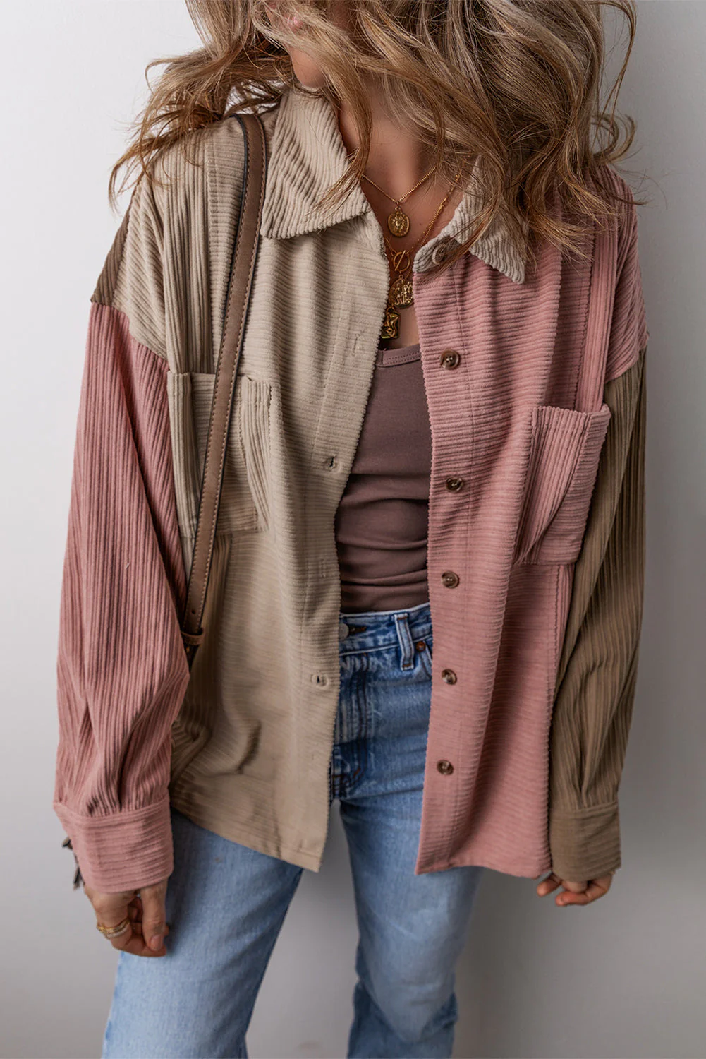 Heidi-Mode | Colorblock Shirtjacke Baumwollmischung Lässig und Trendy - Image 4