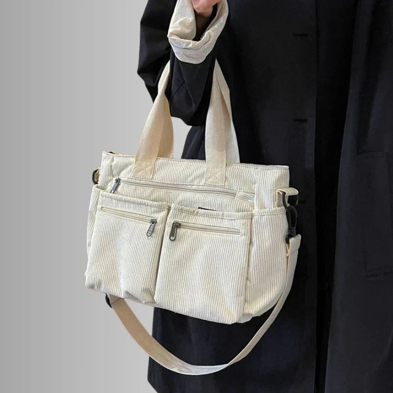 Heidi-Mode | Cord Schultertasche mit Mehreren Taschen für Damen - Image 6