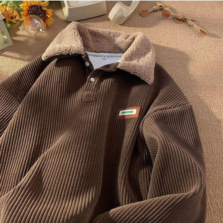 Heidi-Mode | Corduroy-Fleece-Kragenpullover - Image 3