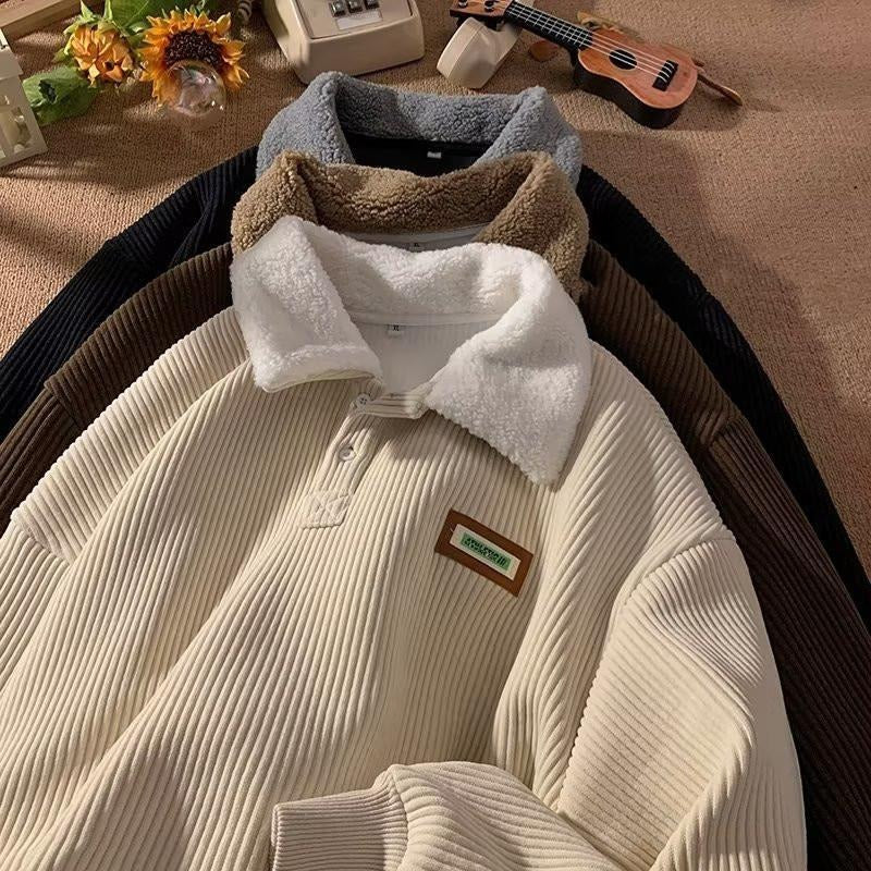 Heidi-Mode | Corduroy-Fleece-Kragenpullover - Image 4