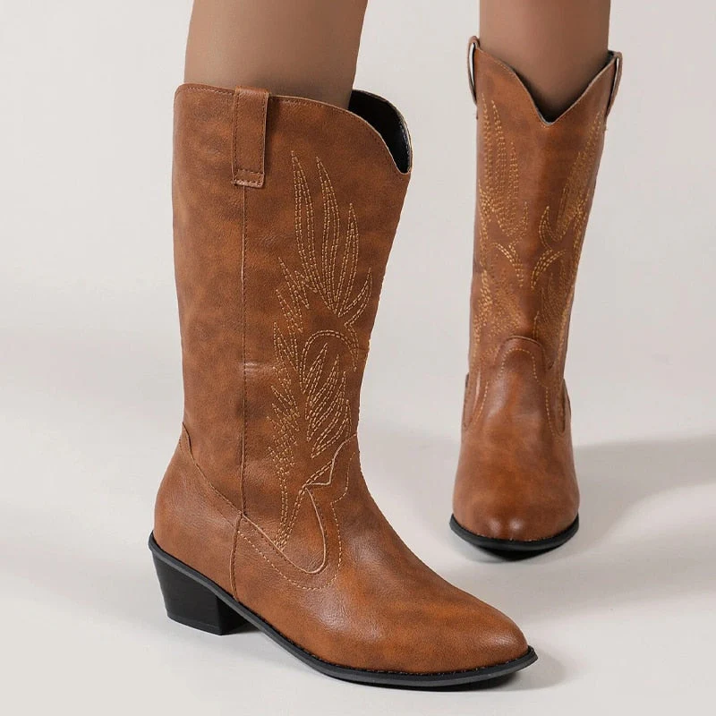 Heidi-Mode | Cowboy-Stiefel Hochwertige Damenstiefel mit Boho-Print - Image 3