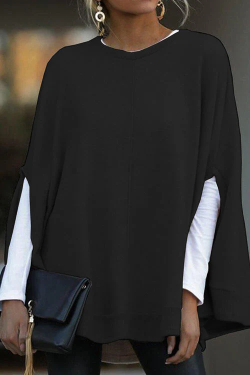 Heidi-Mode | Rosiedress Rundhals Batwing Ärmel Umhang Top - Image 5