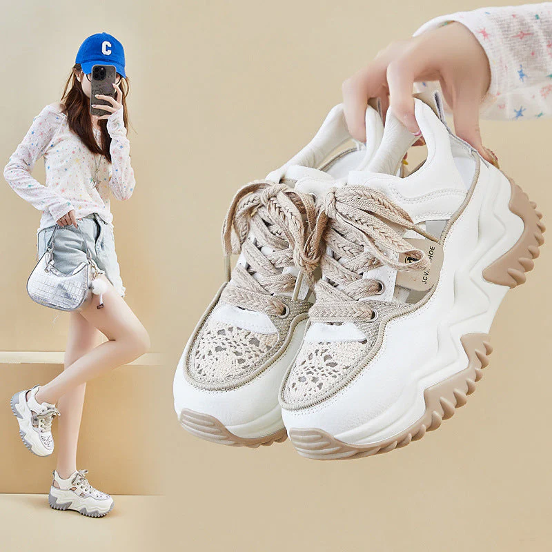 Heidi-Mode | Damen Atmungsaktive Vulkanisierte Plateau-Sneaker mit Dickem Boden - Image 12