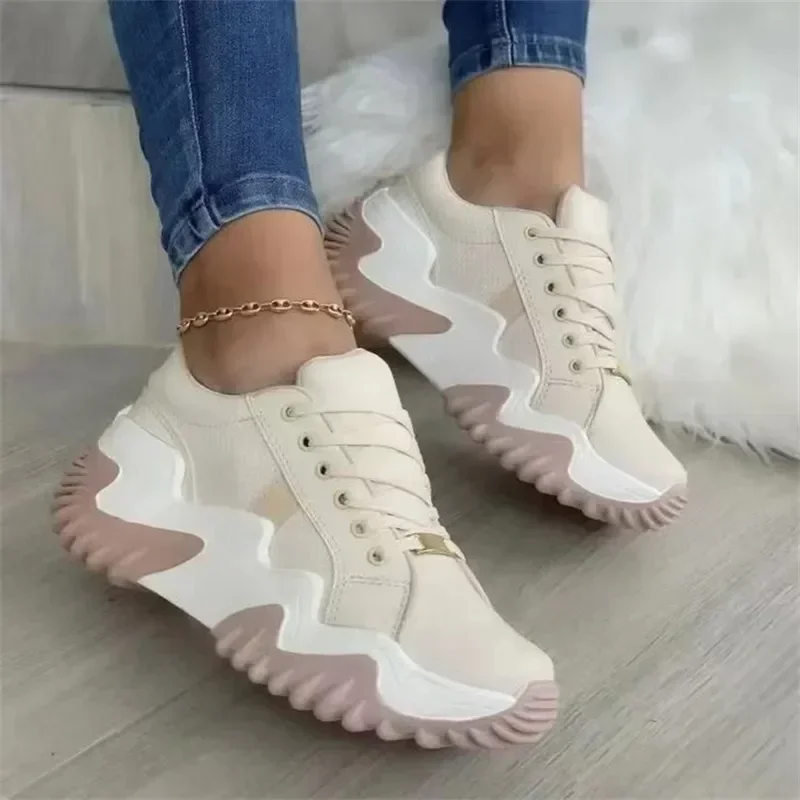 Heidi-Mode | Damen Atmungsaktive Vulkanisierte Plateau-Sneaker mit Dickem Boden - Image 6