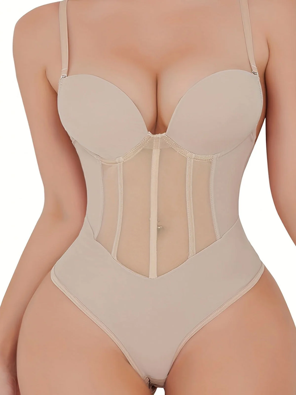 Heidi-Mode | Damen Bauch Kontrolle Tanga Schiere Mesh Korsett Top Rückenfrei Bodysuit - Image 12