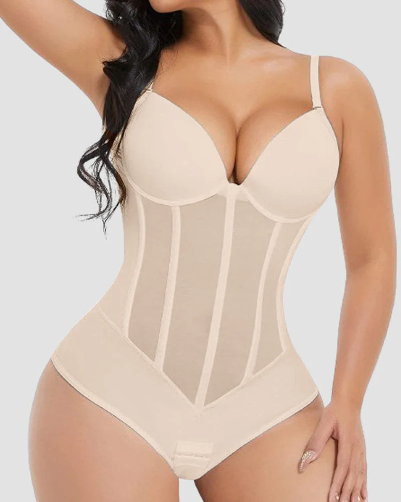 Heidi-Mode | Damen Bauch Kontrolle Tanga Schiere Mesh Korsett Top Rückenfrei Bodysuit - Image 6