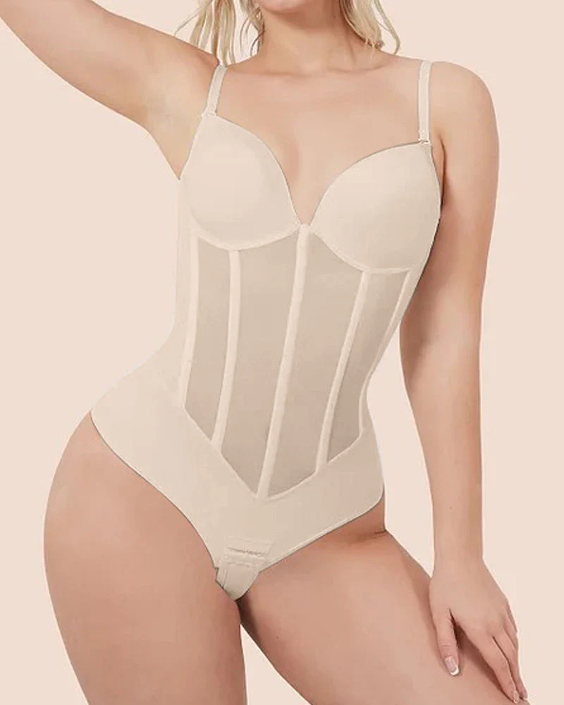 Heidi-Mode | Damen Bauch Kontrolle Tanga Schiere Mesh Korsett Top Rückenfrei Bodysuit - Image 7