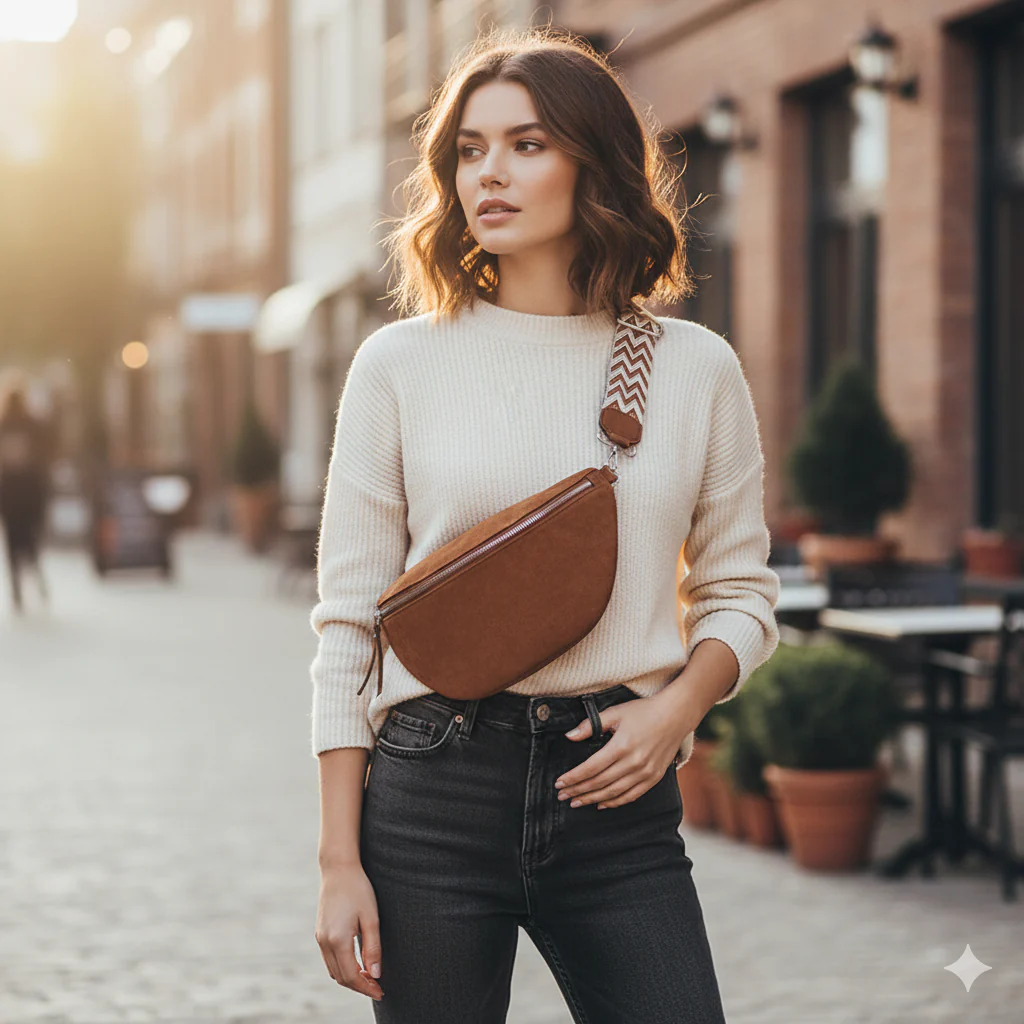 Heidi-Mode | Damen Bauchtasche Schwarz Gürteltasche - Image 5