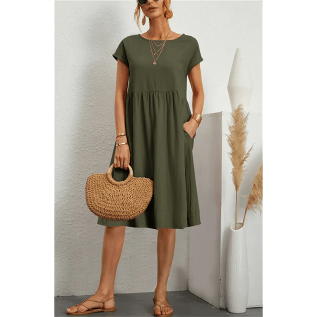 Heidi-Mode | Damen Baumwoll Leinen Midi Kleid - Image 2