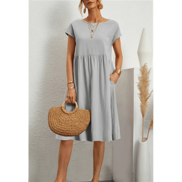 Heidi-Mode | Damen Baumwoll Leinen Midi Kleid - Image 5