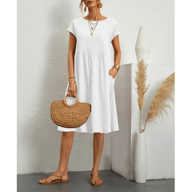 Heidi-Mode | Damen Baumwoll Leinen Midi Kleid - Image 6