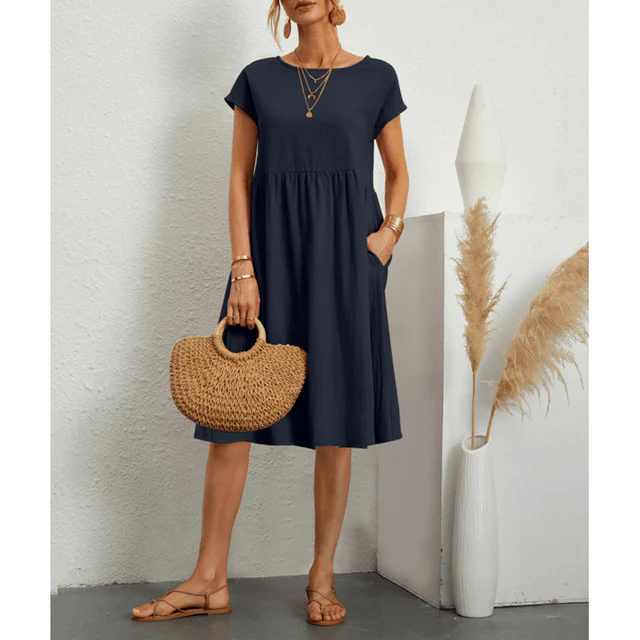 Heidi-Mode | Damen Baumwoll Leinen Midi Kleid - Image 7