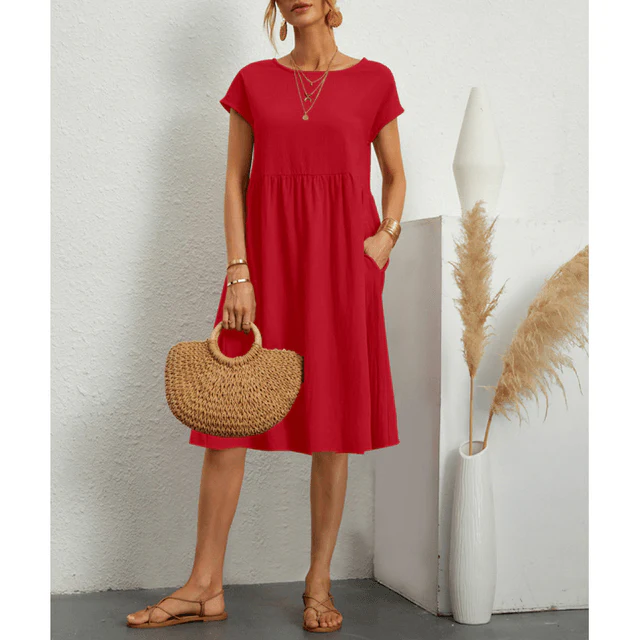 Heidi-Mode | Damen Baumwoll Leinen Midi Kleid - Image 8