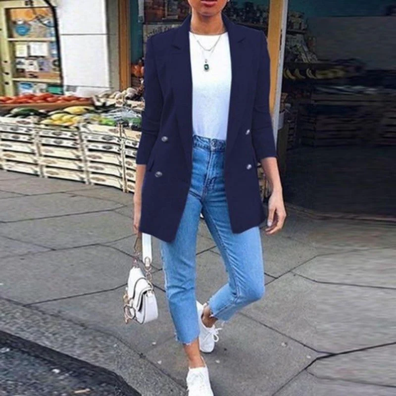 Heidi-Mode | Damen Blazer Eleganter Longblazer mit 3/4 Ärmeln, Ideal für Business Looks - Image 8