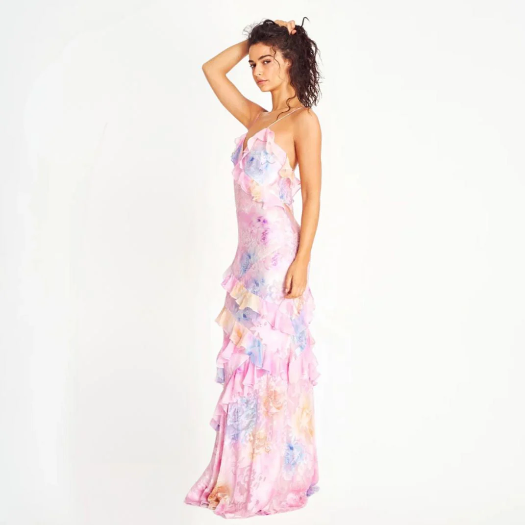 Heidi-Mode | Damen Blumenkleid mit Rüschen & V-Ausschnitt - Image 3