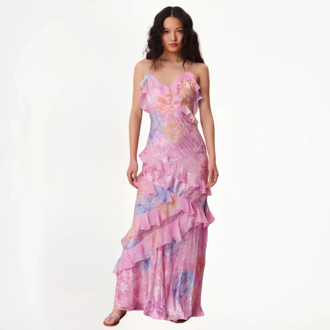 Heidi-Mode | Damen Blumenkleid mit Rüschen & V-Ausschnitt - Image 4