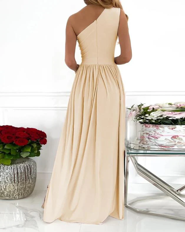 Heidi-Mode | Damen-Cocktail-Maxikleid mit Ein-Schulter-Hohem Geteiltem Ausschnitt - Image 2