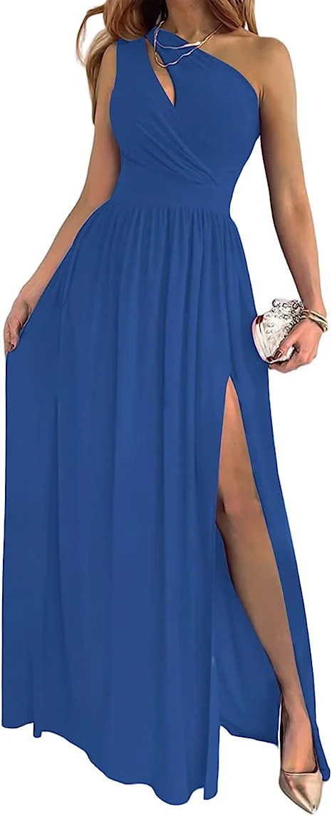Heidi-Mode | Damen-Cocktail-Maxikleid mit Ein-Schulter-Hohem Geteiltem Ausschnitt - Image 6