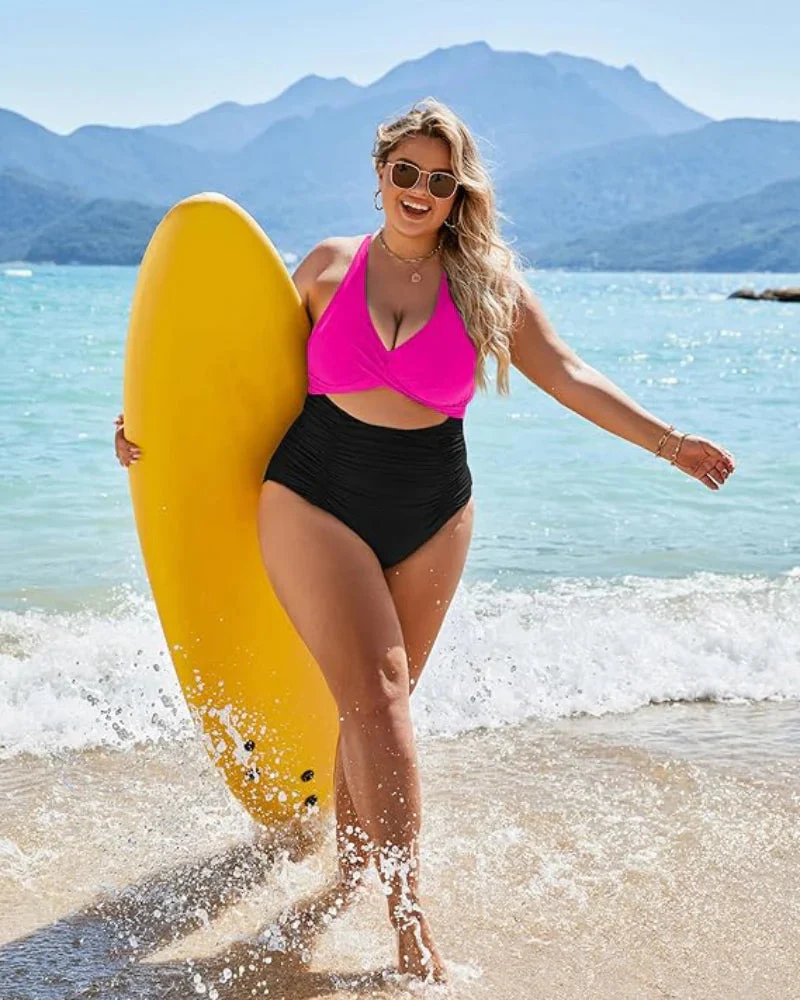 Heidi-Mode | Damen Einteiler Badeanzüge Push Up Bauchkontrolle Badeanzüge V-Ausschnitt Cutout Anständige Bademode - Image 17