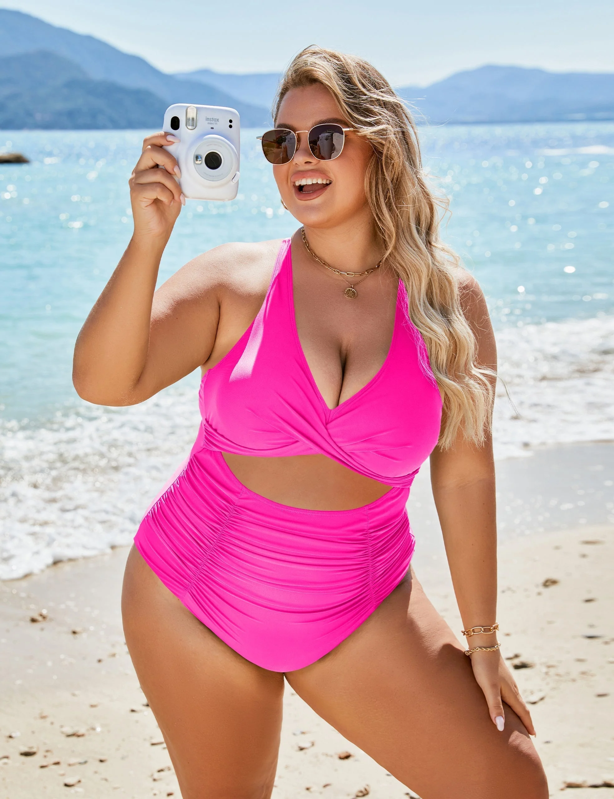Heidi-Mode | Damen Einteiler Badeanzüge Push Up Bauchkontrolle Badeanzüge V-Ausschnitt Cutout Anständige Bademode - Image 7