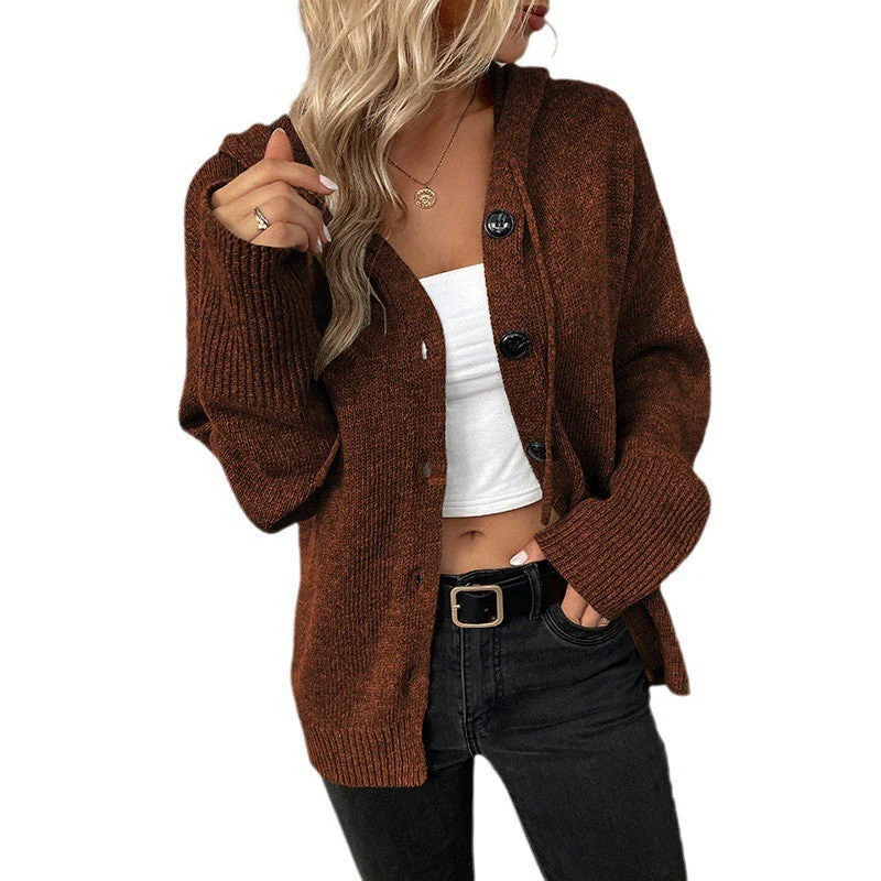 Damen Elegante Strickjacke mit Kapuze und Knöpfen Heidi-Mode - Image 11