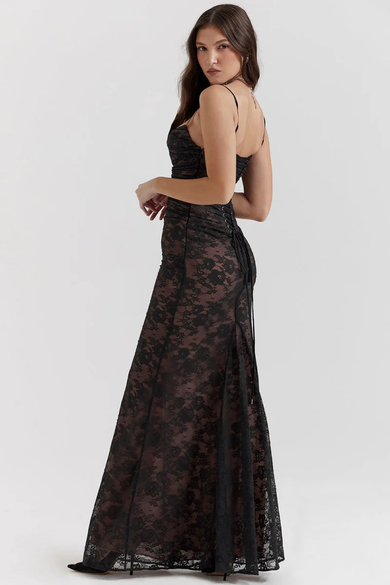 Heidi-Mode | Damen Elegantes Spitzen-Korsett-Bodycon-Kleid mit Schnür-Taille - Image 4