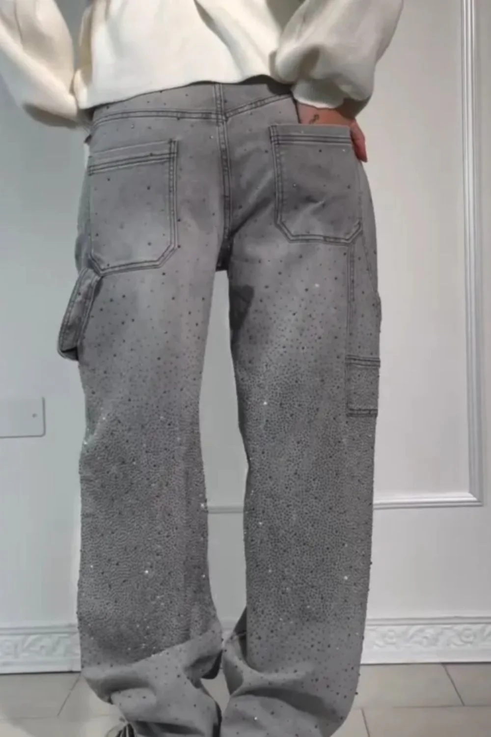 Heidi-Mode | Damen Gewaschene Jeans mit Strassdetails Im Weiten Schnitt - Image 10
