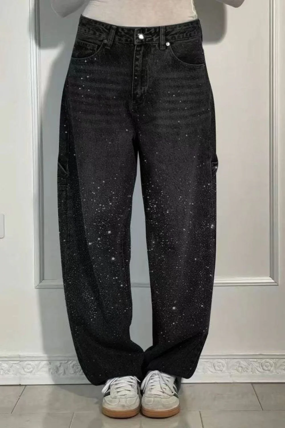 Heidi-Mode | Damen Gewaschene Jeans mit Strassdetails Im Weiten Schnitt - Image 12