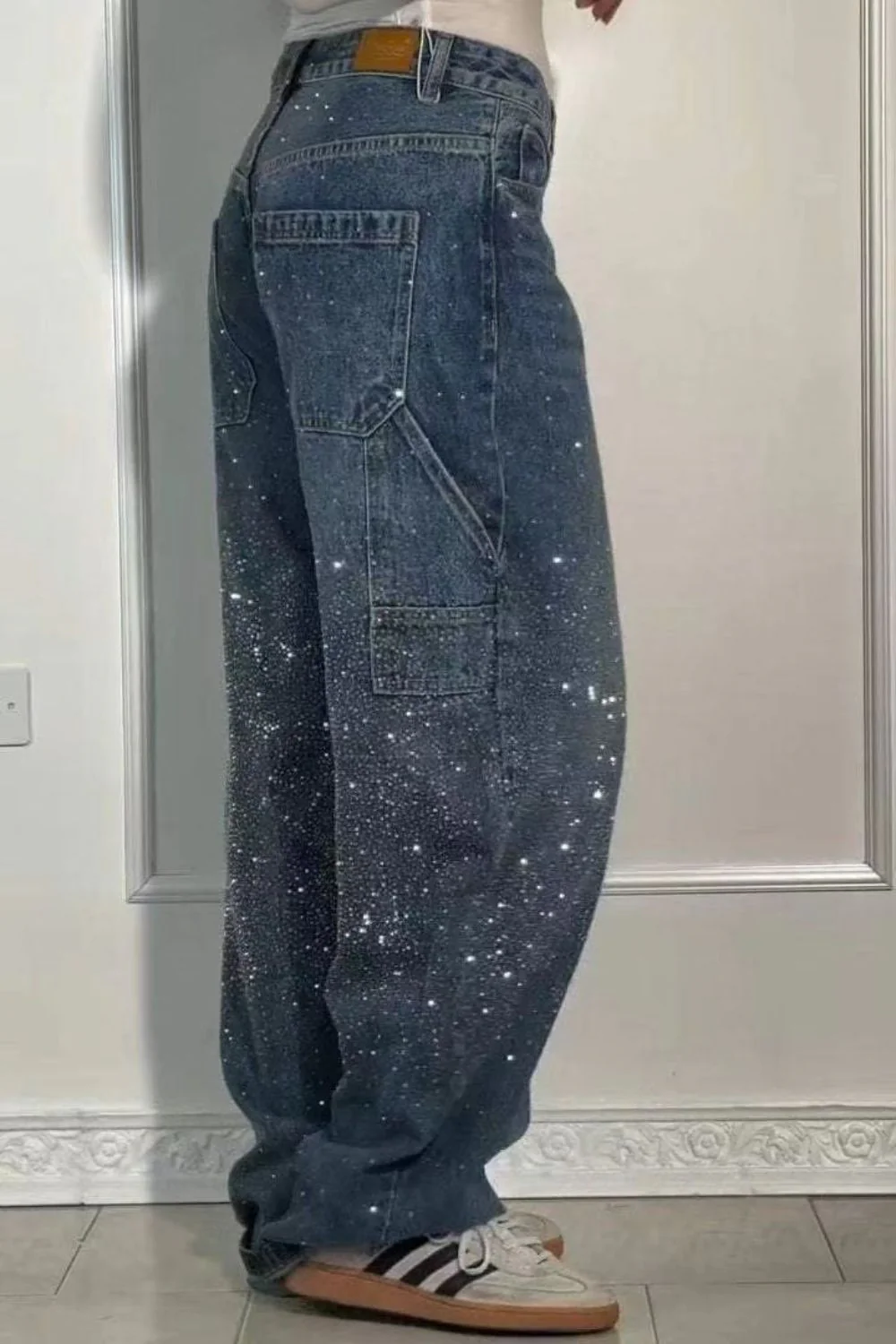 Heidi-Mode | Damen Gewaschene Jeans mit Strassdetails Im Weiten Schnitt - Image 4