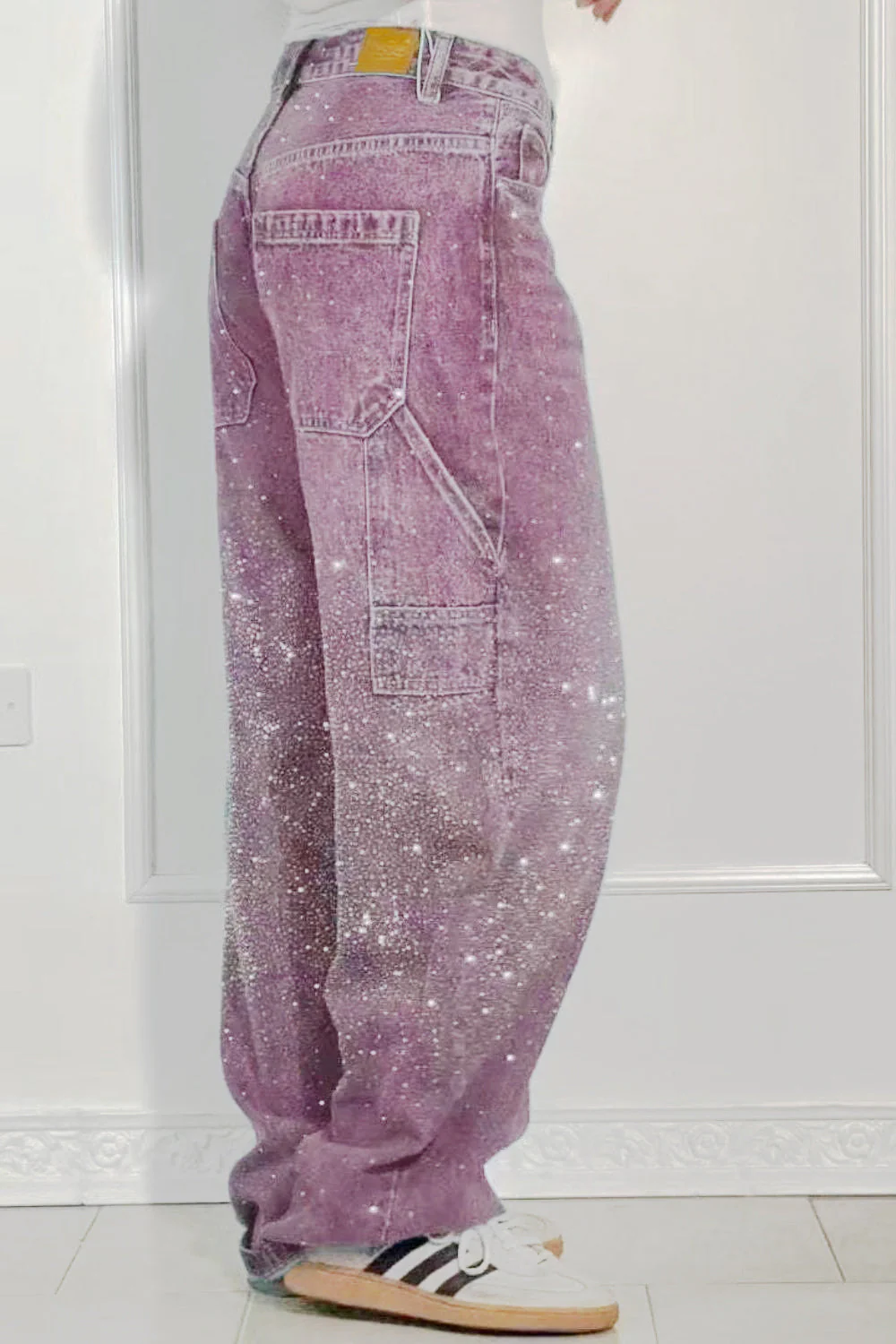 Heidi-Mode | Damen Gewaschene Jeans mit Strassdetails Im Weiten Schnitt - Image 7