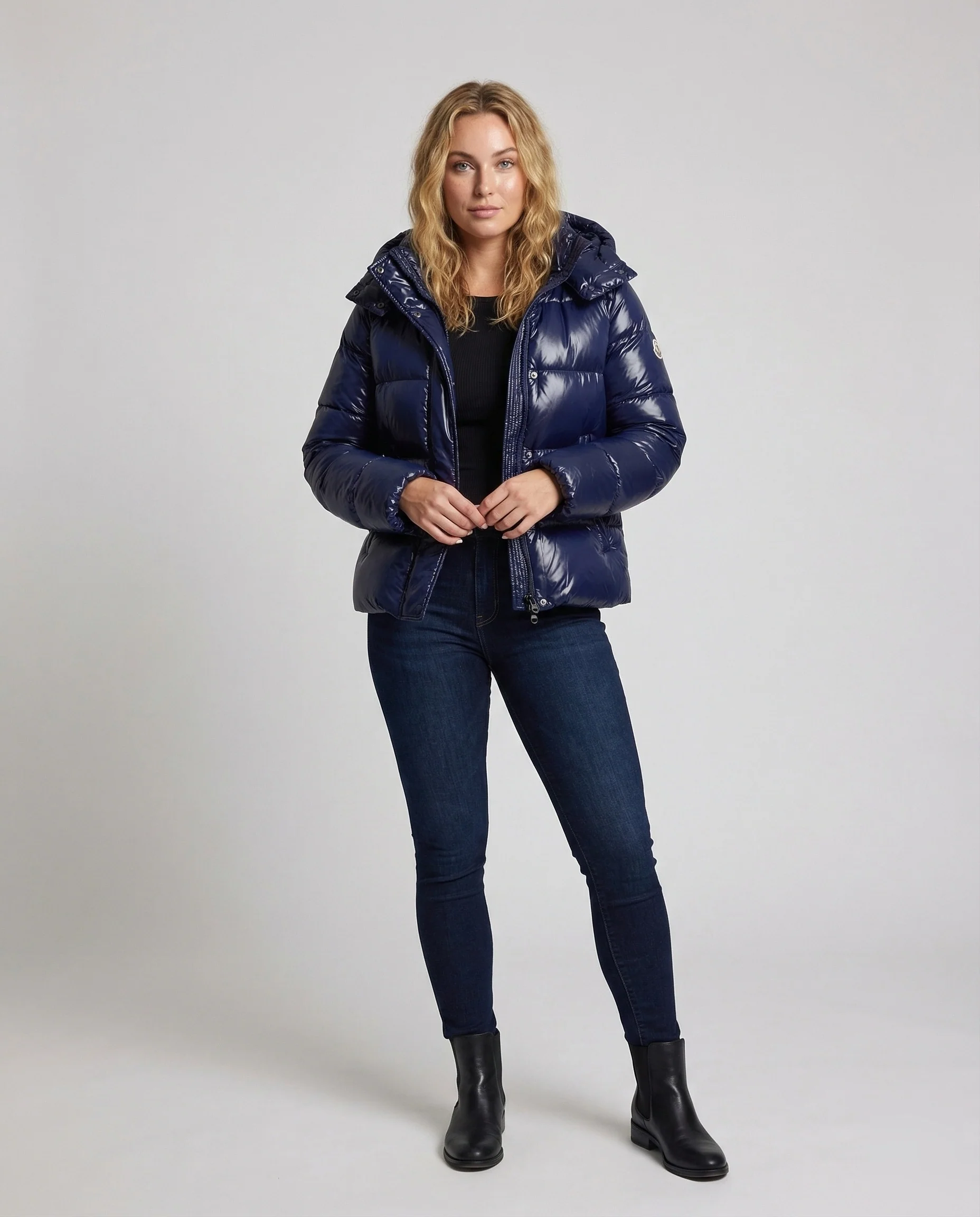 Damen Pufferjacke mit Glanz – Kapuze & Gepolstertes Innenfutter, Tailliert, Herbst/Winter | Heidi-Mode - Image 2