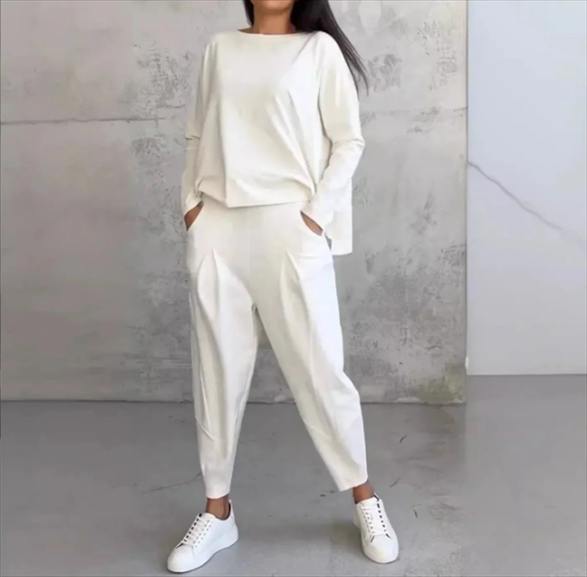 Heidi-Mode | Damen Hausanzug mit Langarm Oberteil und Lockerer Passform, Zweiteiler