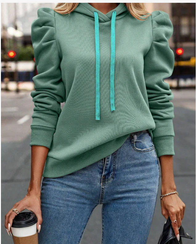 Heidi-Mode | Damen Kapuzenpulli mit Gerafften Ärmeln - Image 4