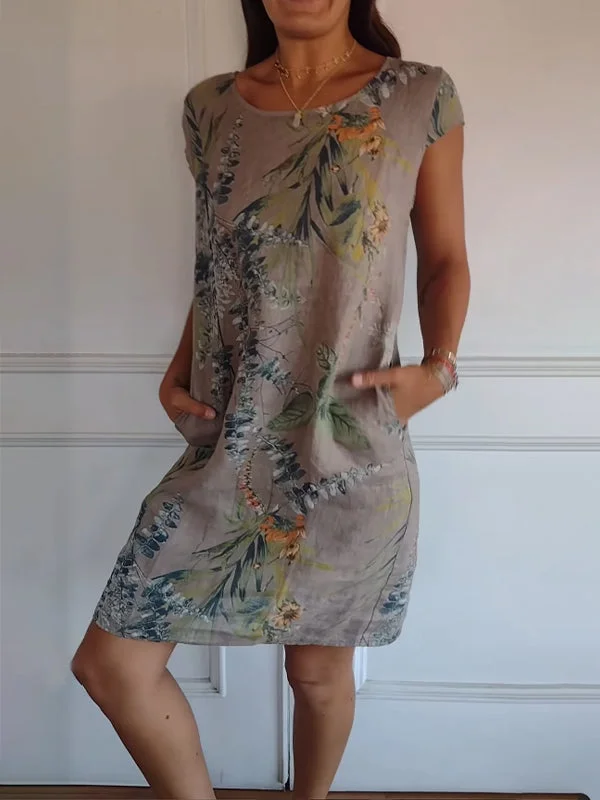 Heidi-Mode | Damenkleid Aus Baumwolle und Leinen mit Rundhalsausschnitt - Image 2