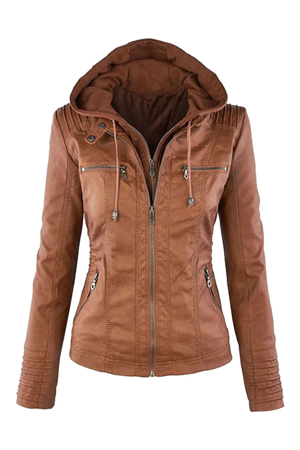 Heidi-Mode | Damen Kunstleder Kapuzenjacke mit Reißverschluss - Image 14