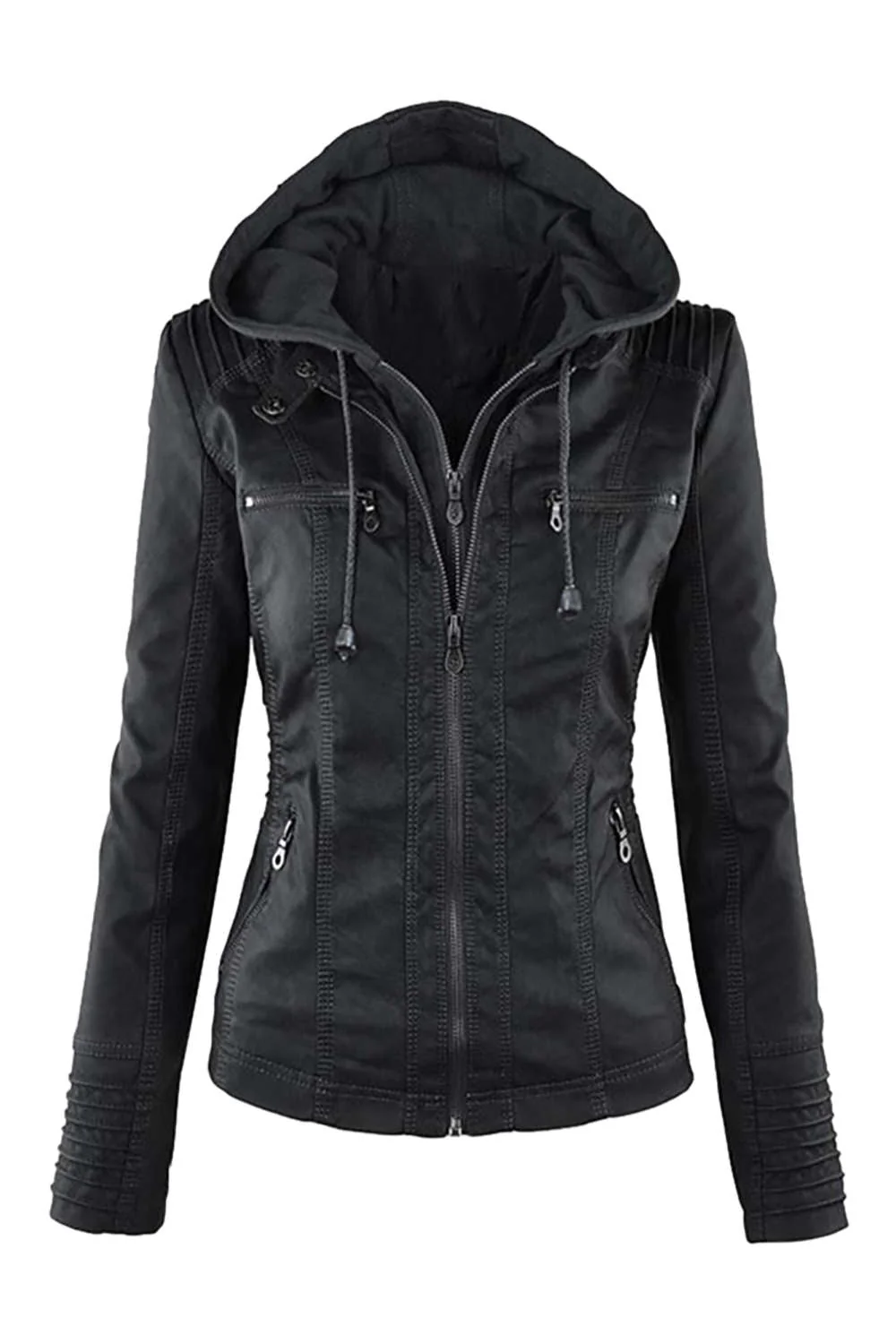 Heidi-Mode | Damen Kunstleder Kapuzenjacke mit Reißverschluss - Image 16