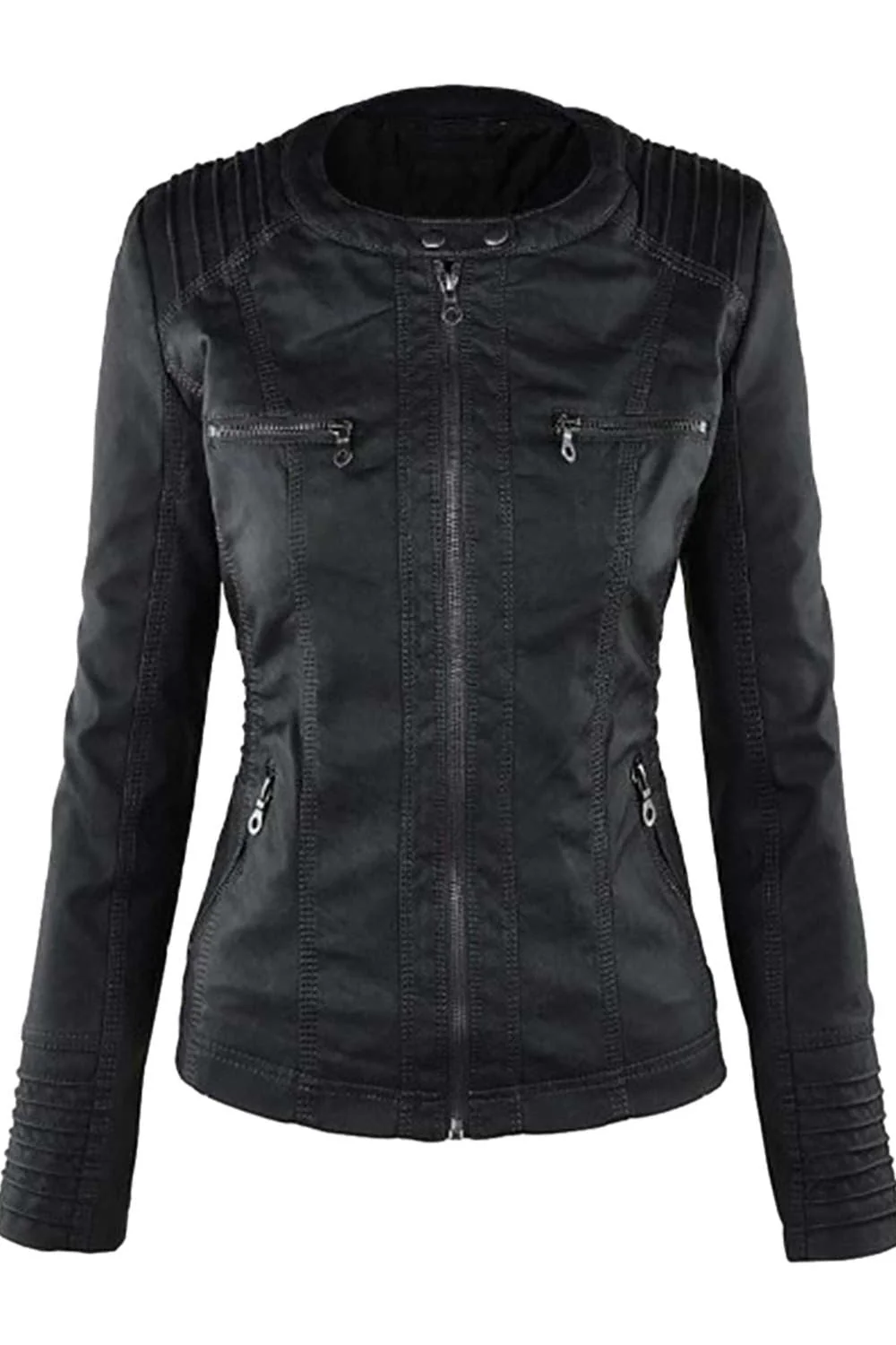 Heidi-Mode | Damen Kunstleder Kapuzenjacke mit Reißverschluss - Image 7